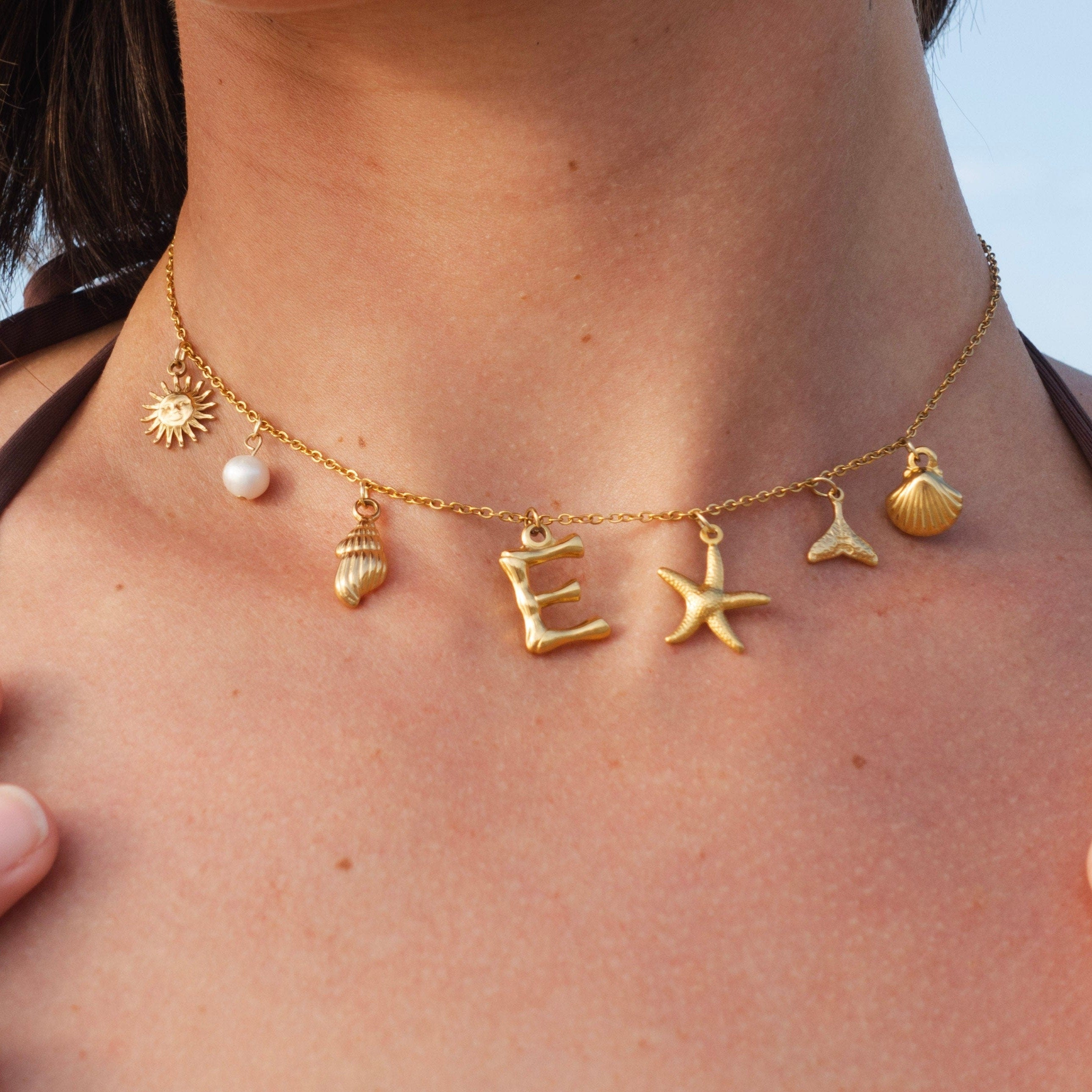 Pearl Shell Initial Necklace