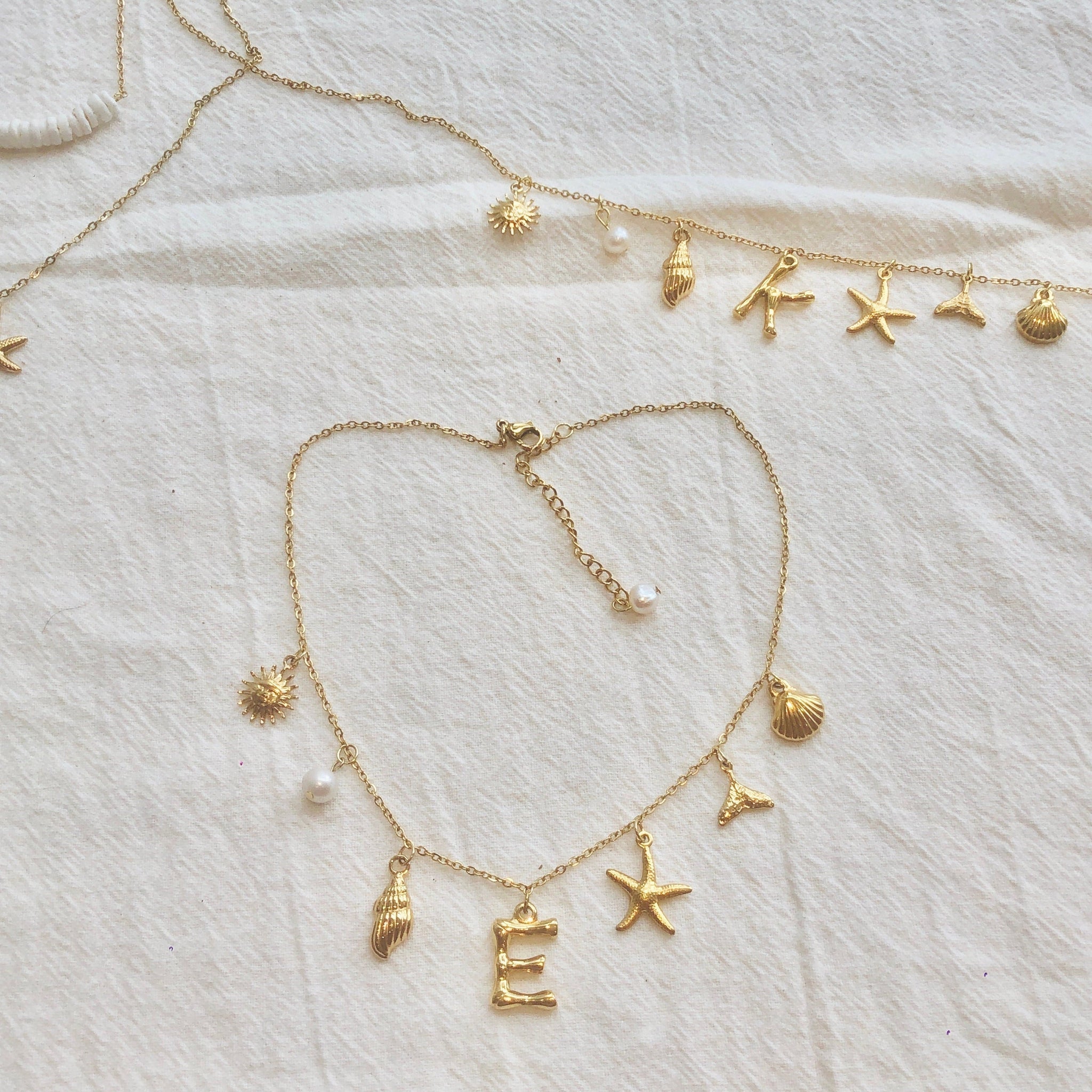 Pearl Shell Initial Necklace