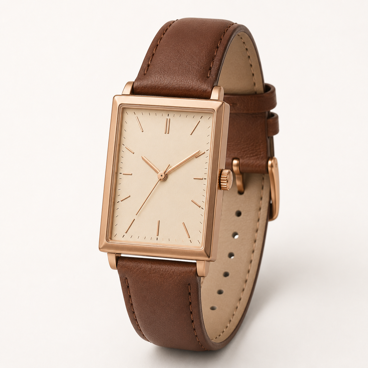 Brown Steel Minimal Watch